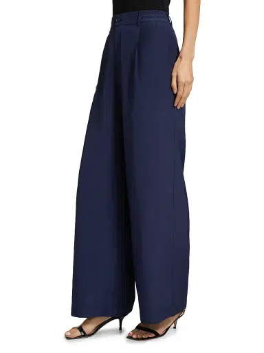 Simkhai Women's Sydnie Paperbag-Waist Wide-Leg Pants - Midnight | Thumbnail 4 Simkhai Women's Sydnie Paperbag-Waist Wide-Leg Pants - Midnight | Thumbnail 4