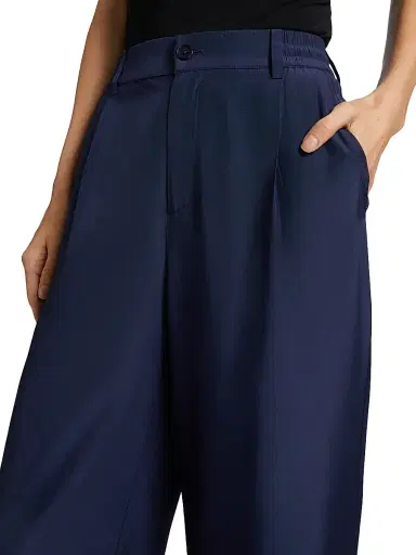 Simkhai Women's Sydnie Paperbag-Waist Wide-Leg Pants - Midnight | Thumbnail 6 Simkhai Women's Sydnie Paperbag-Waist Wide-Leg Pants - Midnight | Thumbnail 6
