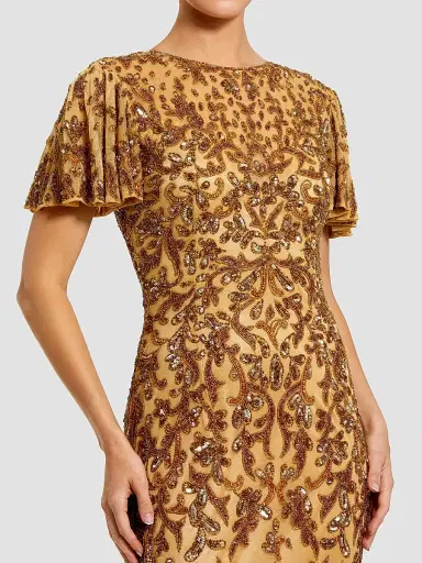 Mac Duggal Women's Embellished Flutter-Sleeve Column Gown | Thumbnail 3