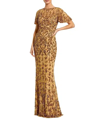 Mac Duggal Women's Embellished Flutter-Sleeve Column Gown | Thumbnail 1