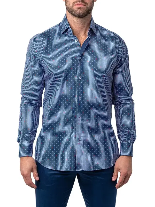 Maceoo Men's Fibonacci Stretch Shirt - Blue