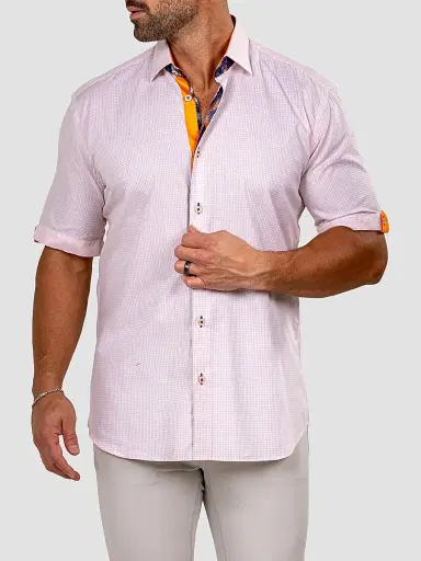 Maceoo Men's Galileo Short Sleeve Shirt - Pink - Size XXXXL | Thumbnail 4