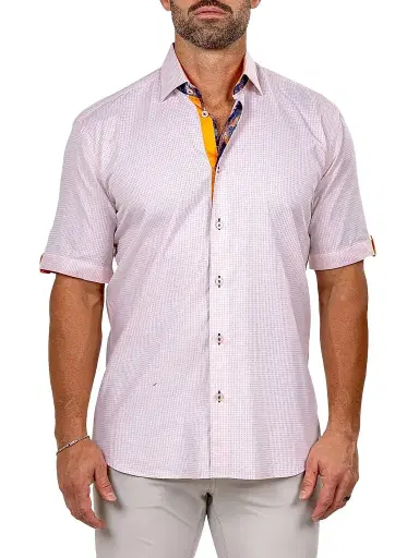 Maceoo Men's Galileo Short Sleeve Shirt - Pink - Size XXXXL | Thumbnail 1