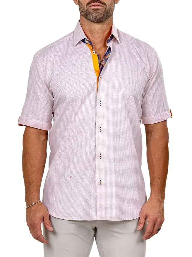 Maceoo Men's Galileo Short Sleeve Shirt - Pink