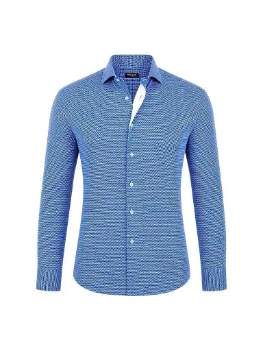 Maceoo Men's Eins Stretch Cubism Shirt - Blue | Thumbnail 1
