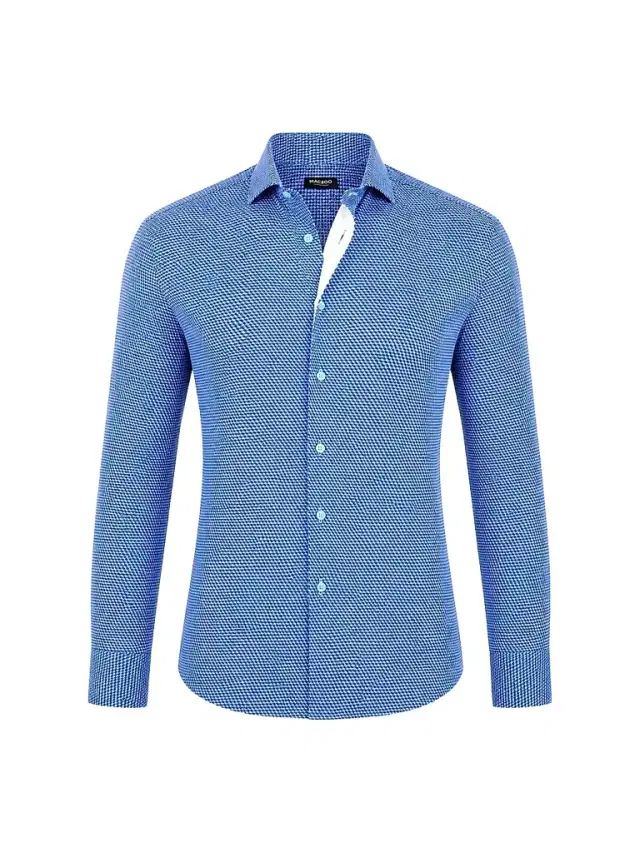 Maceoo Men's Eins Stretch Cubism Shirt - Blue