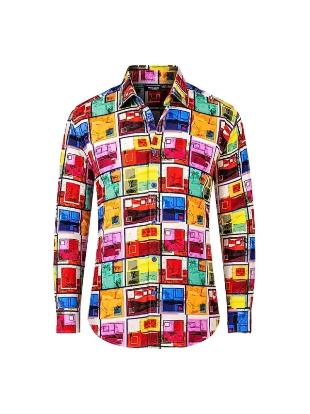 Maceoo Men's Fibonacci Marthyr Color Block Shirt - Multicolored