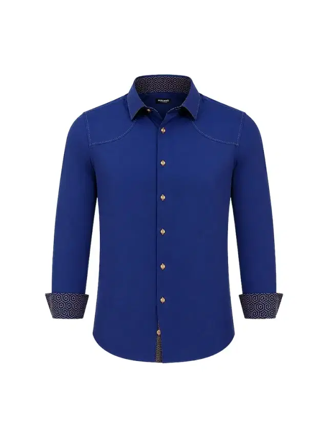 Maceoo Men's Punto Woven Long-Sleeve Shirt - Blue