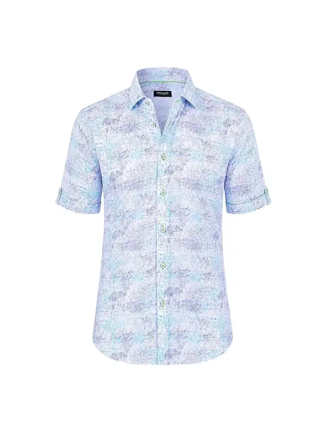 Maceoo Men's Galileo Short Sleeve Shirt - Blue White