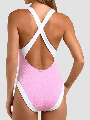 L'AGENCE Women's Colorblock Chic Lisa Plunge One-Piece Swimsuit - Blush | Thumbnail 3