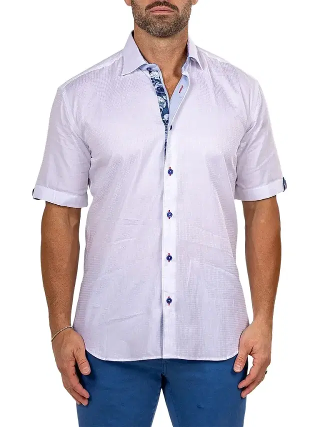 Maceoo Men's Galileo Short Sleeve Shirt - White