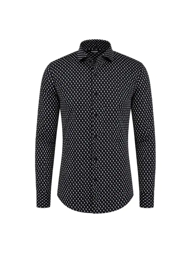 Maceoo Men's Einstein Stretch Shirt - Black White