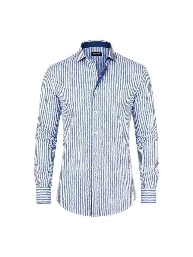 Maceoo Men's Eins Ascension Stripe Shirt - Blue