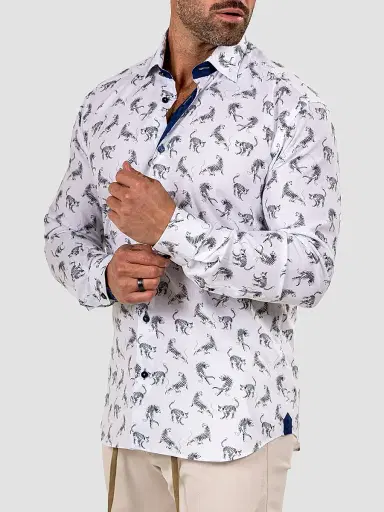 Maceoo Men's Fibonacci Marthyr Cheetah Shirt - White - Size XXXXL | Thumbnail 4 Maceoo Men's Fibonacci Marthyr Cheetah Shirt - White - Size XXXXL | Thumbnail 4