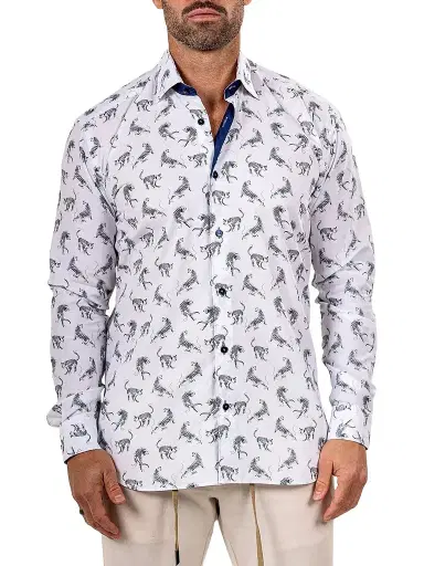 Maceoo Men's Fibonacci Marthyr Cheetah Shirt - White - Size XXXXL | Thumbnail 1 Maceoo Men's Fibonacci Marthyr Cheetah Shirt - White - Size XXXXL | Thumbnail 1
