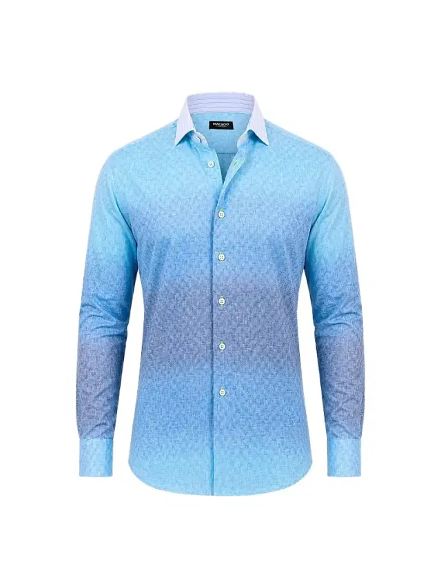 Maceoo Men's Fibonacci Marthyr Ombre Shirt - Blue