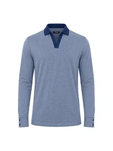 Maceoo Men's Knitted Polo Shirt - Blue - Size XXXL | Thumbnail 1