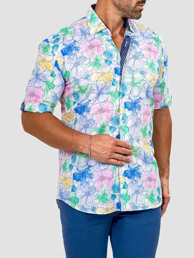 Maceoo Men's Galileo Short Sleeve Shirt - White Multi - Size XXXXL | Thumbnail 4 Maceoo Men's Galileo Short Sleeve Shirt - White Multi - Size XXXXL | Thumbnail 4