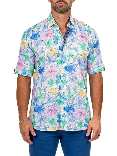 Maceoo Men's Galileo Short Sleeve Shirt - White Multi - Size XXXXL | Thumbnail 1 Maceoo Men's Galileo Short Sleeve Shirt - White Multi - Size XXXXL | Thumbnail 1