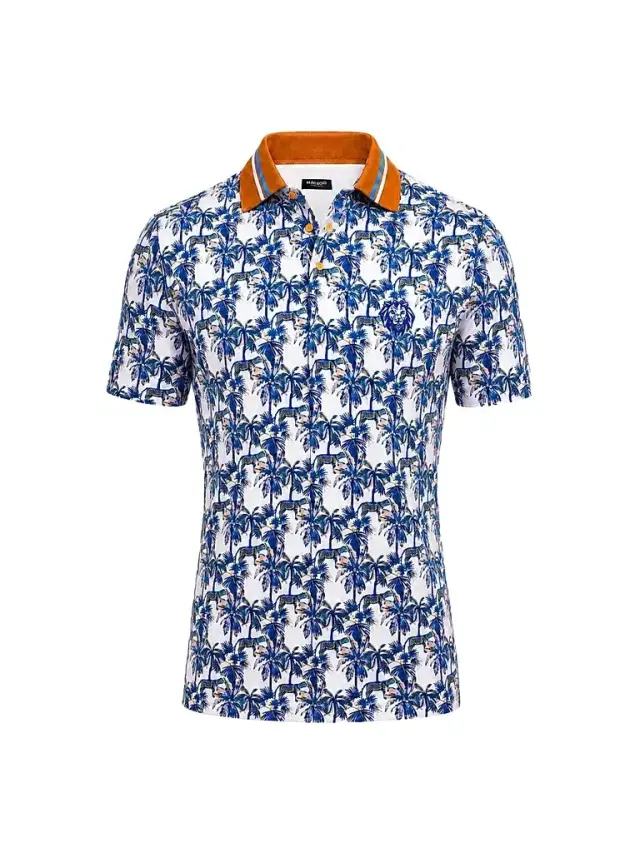Maceoo Men's Golf Polo Shirt - Blue White