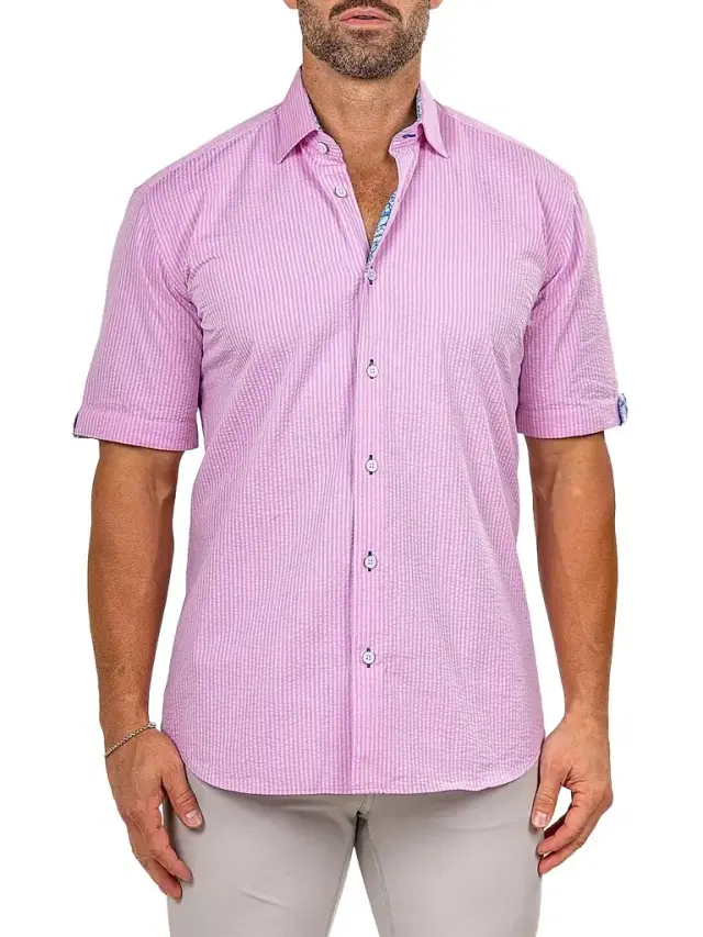 Maceoo Men's Galileo Short Sleeve Shirt - Pink