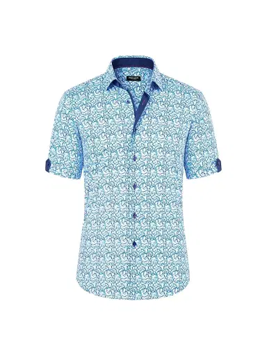 Maceoo Men's Galileo Short Sleeve Shirt - Blue - Size XXXXL | Thumbnail 1