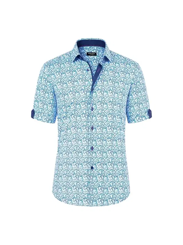 Maceoo Men's Galileo Short Sleeve Shirt - Blue
