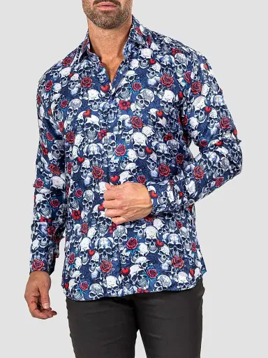 Maceoo Men's Fibonacci Marthyr Skull Rose Shirt | Thumbnail 3 Maceoo Men's Fibonacci Marthyr Skull Rose Shirt | Thumbnail 3