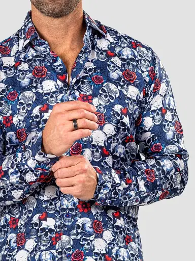 Maceoo Men's Fibonacci Marthyr Skull Rose Shirt | Thumbnail 7 Maceoo Men's Fibonacci Marthyr Skull Rose Shirt | Thumbnail 7