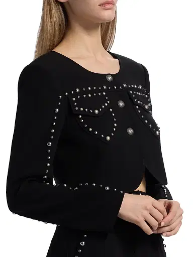 Cinq à Sept Women's Olga Studded Crop Jacket - Black | Thumbnail 6 Cinq à Sept Women's Olga Studded Crop Jacket - Black | Thumbnail 6
