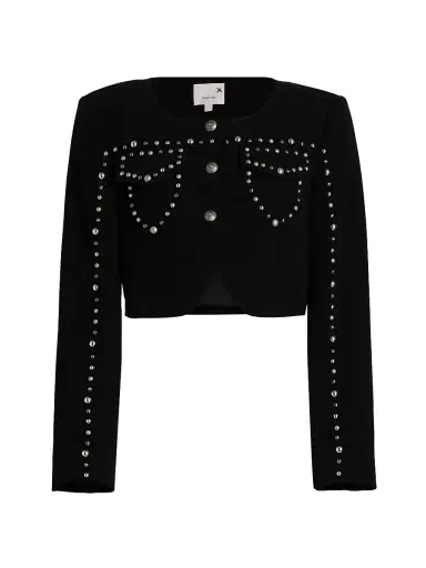 Cinq à Sept Women's Olga Studded Crop Jacket - Black | Thumbnail 1 Cinq à Sept Women's Olga Studded Crop Jacket - Black | Thumbnail 1