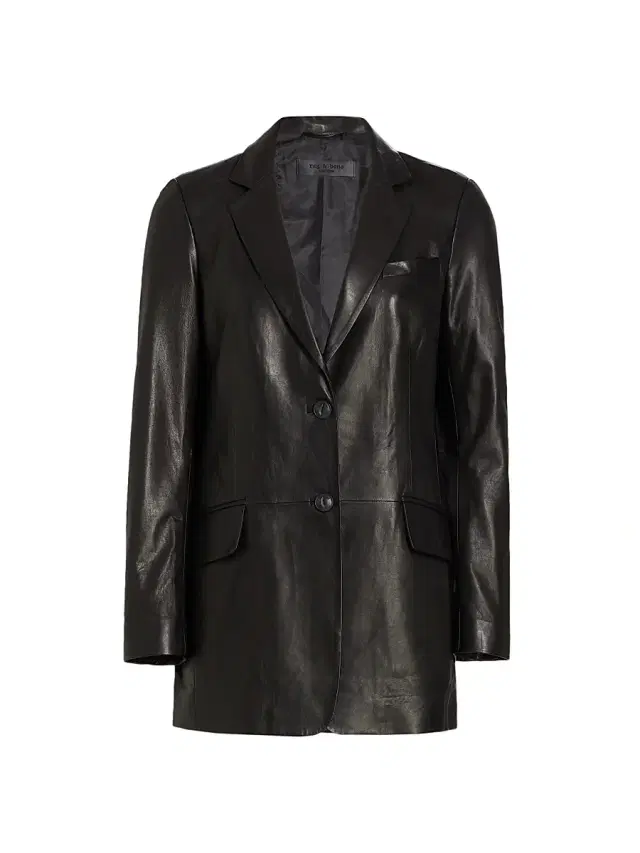 rag & bone Women's ICONS Charles Leather Blazer - Black