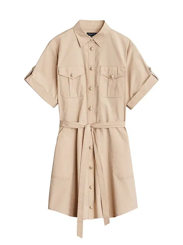 rag & bone Women's Roxanne Belted Cotton Shirtdress - Light Khaki