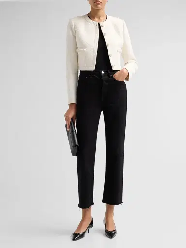 LoveShackFancy Women's Alphie Bouclé Tweed Jacket - Ivory Mist - Size 12 | Thumbnail 2