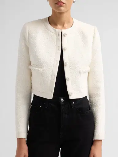 LoveShackFancy Women's Alphie Bouclé Tweed Jacket - Ivory Mist - Size 12 | Thumbnail 5
