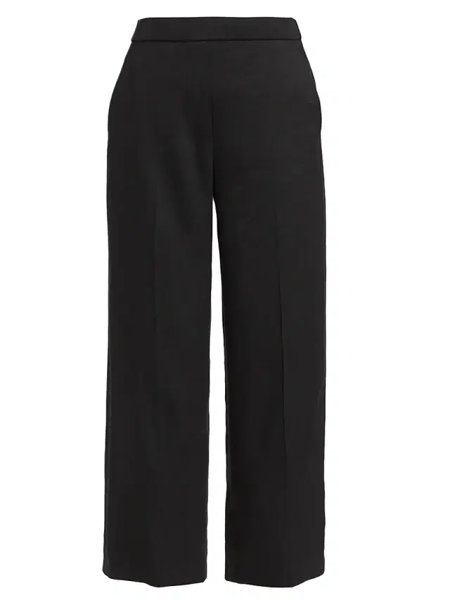 Theory Women's Linen-Blend Cropped Pull-On Pants - Black