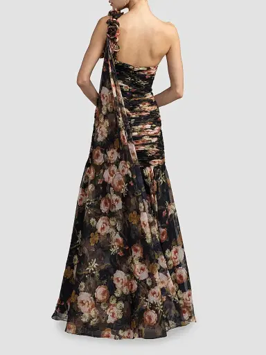 Mac Duggal Women's Floral Chiffon One-Shoulder Gown | Thumbnail 2 Mac Duggal Women's Floral Chiffon One-Shoulder Gown | Thumbnail 2