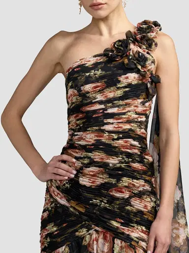 Mac Duggal Women's Floral Chiffon One-Shoulder Gown | Thumbnail 3 Mac Duggal Women's Floral Chiffon One-Shoulder Gown | Thumbnail 3