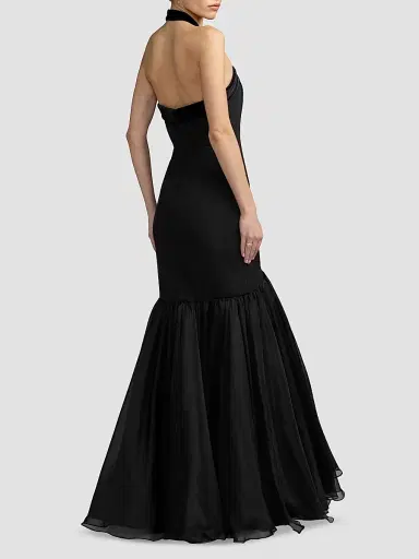 Mac Duggal Women's Halter Bow Mermaid Chiffon Gown - Black - Size 12 | Thumbnail 2 Mac Duggal Women's Halter Bow Mermaid Chiffon Gown - Black - Size 12 | Thumbnail 2