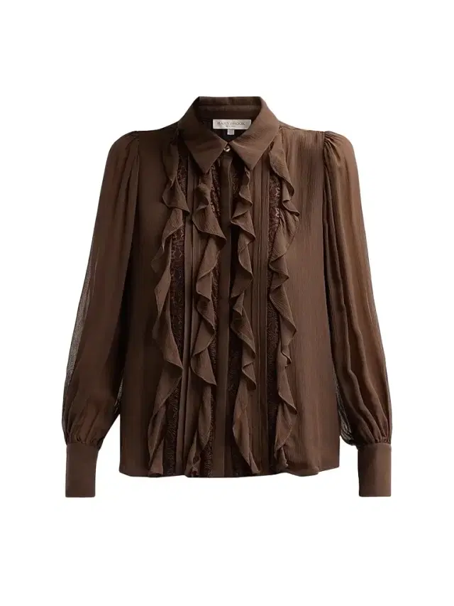 Ramy Brook Women's Claire Silk Ruffle Blouse - Heritage Brown