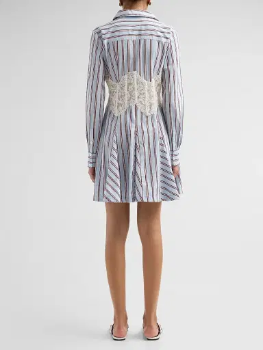 Ramy Brook Women's Wren Lace Striped Poplin Mini Dress - Blue Stripe - Size 12 | Thumbnail 3 Ramy Brook Women's Wren Lace Striped Poplin Mini Dress - Blue Stripe - Size 12 | Thumbnail 3