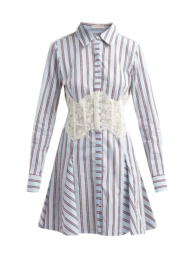 Ramy Brook Women's Wren Lace Striped Poplin Mini Dress - Blue Stripe