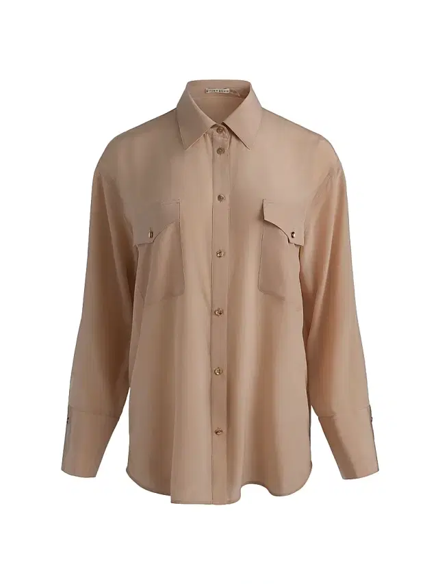 Alice + Olivia Women's Finely Silk Oversized Shirt - Sand