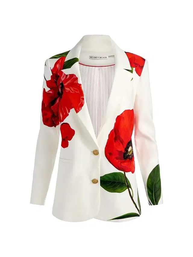 ALICE + OLIVIA Women's Elna Floral Linen-Blend Blazer - Summer Poppy