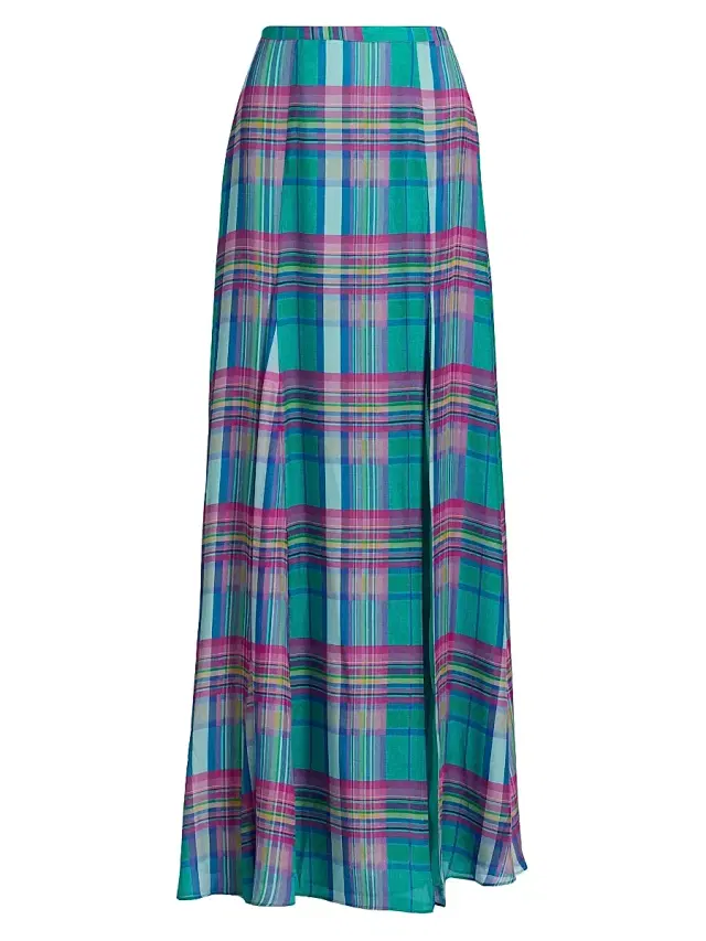 L'AGENCE Women's Patrica Plaid Slit Maxi Skirt - Multi Colorful Plaid