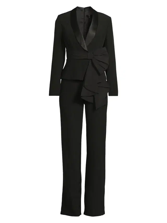 Aidan Mattox Women's Draped Stretch-Crepe Tuxedo-Style Jumpsuit - Black