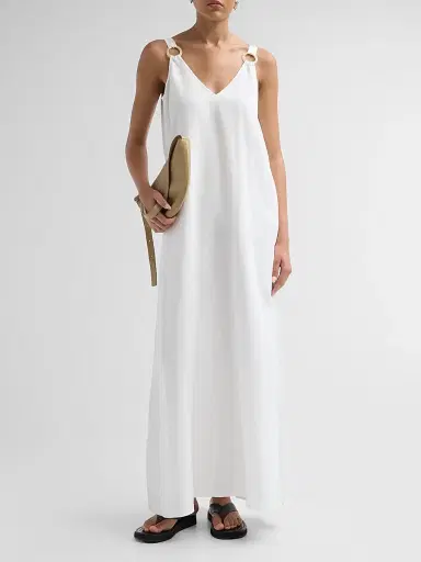 L'Agence Women's Didi O-Ring Strap Maxi Dress - White - Size XL | Thumbnail 2 L'Agence Women's Didi O-Ring Strap Maxi Dress - White - Size XL | Thumbnail 2