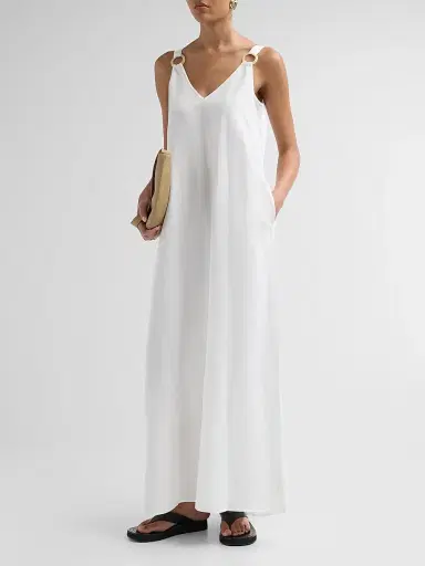 L'Agence Women's Didi O-Ring Strap Maxi Dress - White - Size XL | Thumbnail 4 L'Agence Women's Didi O-Ring Strap Maxi Dress - White - Size XL | Thumbnail 4