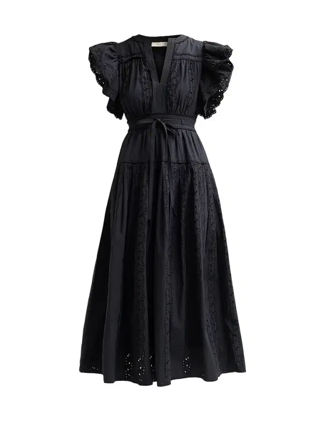 Ulla Johnson Women's Dani Eyelet Cotton Midi Dress - Noir