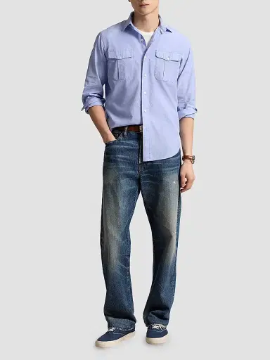 Polo Ralph Lauren Men's Classic-Fit End-on-End Workshirt - Blue White - Size XXL | Thumbnail 2